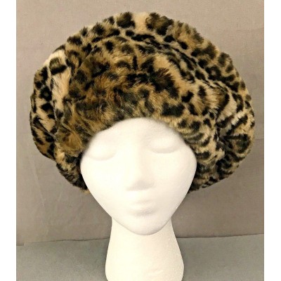 ’s Faux Fur Cheetah Animal Print Beret Hat Soft One Size Elastic  eb-87452257